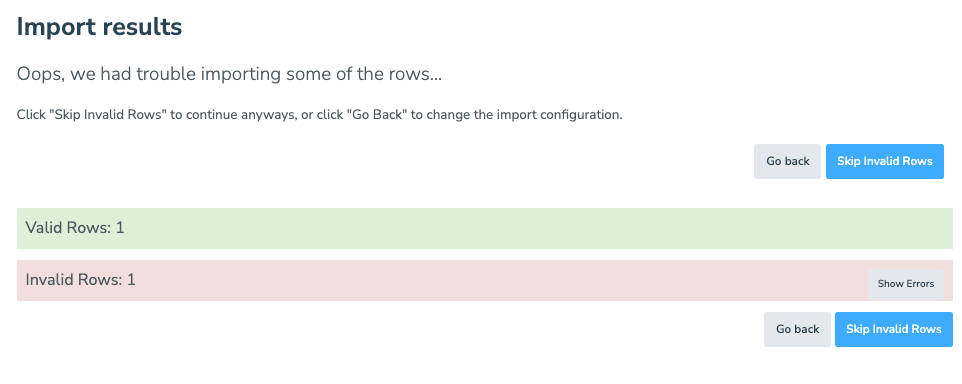 Apptoto CSV import with error